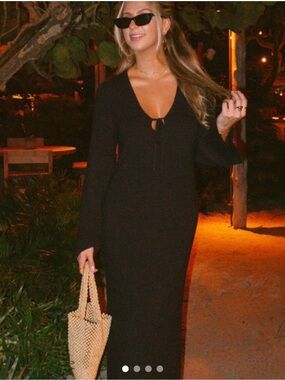 Show Me Your MuMu Black Long Sleeve Knit Maxi Dress